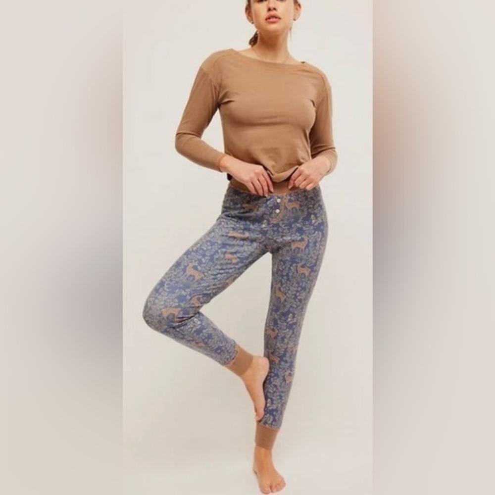 NWT Free People Intimately Chill Evening PJ Set S in Night Sky Combo New 2 Piece - Picture 4 of 6